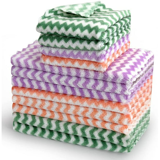 Kitchen Dish Cloths Rags Microfiber Cleaning Cloth Towels 8 Pack Multi Colored